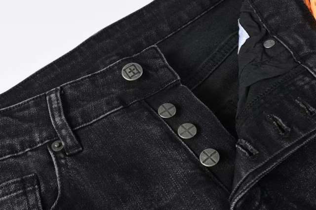 1:1 quality version Hollowed-out embroidered logo ripped jeans 28694083