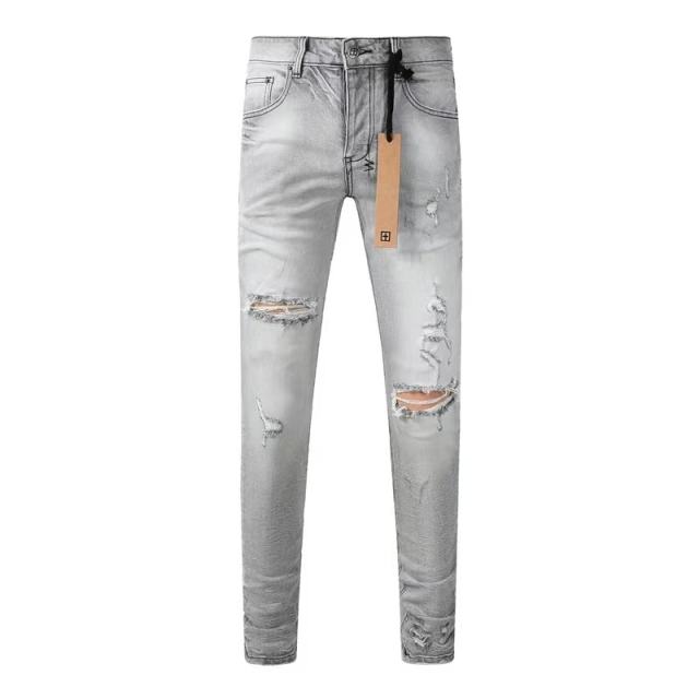 1:1 quality version Worn Hole Slim-fit Jeans 28700614