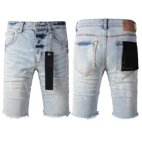 1:1 Quality PURPLE BRΑND Ruched Printed Denim Shorts