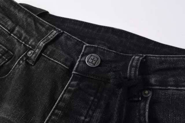 1:1 quality version Hollowed-out embroidered logo ripped jeans 28694083