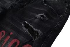 1:1 quality version Red Letter Embroidery Hole Jeans 28700618