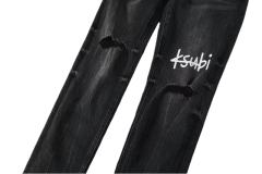1:1 quality version Knee Logo Print Ripped Jeans 28700620