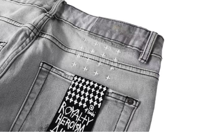 1:1 quality version Worn Hole Slim-fit Jeans 28700614