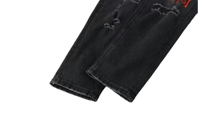 1:1 quality version Red Letter Embroidery Hole Jeans 28700618