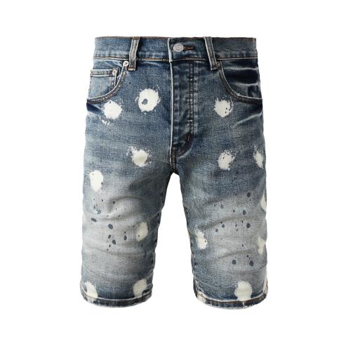 1:1 Quality PURPLE BRΑND Polka Dot Printed Washed Denim Shorts