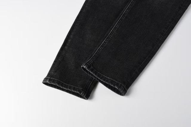 1:1 quality version Hollowed-out embroidered logo ripped jeans 28694083