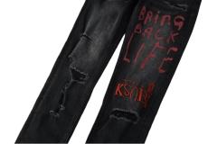 1:1 quality version Red Letter Embroidery Hole Jeans 28700618