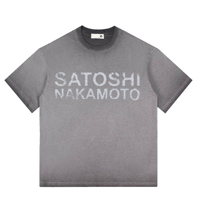 SATOSHI NAKAMOTO Wash Basic Tee 4 Colors