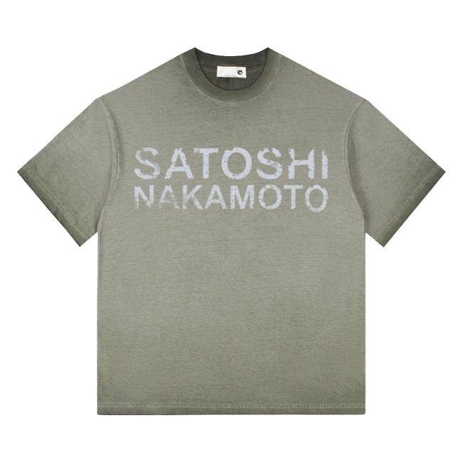 SATOSHI NAKAMOTO Wash Basic Tee 4 Colors
