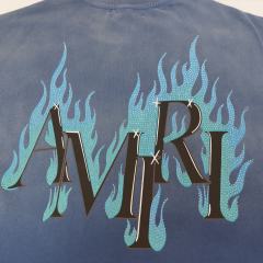 Flame Print Rhinestone Letter Washed Distressed T-Shirt Tee 2 colors 28979048