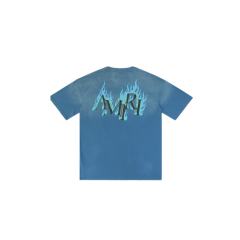 Flame Print Rhinestone Letter Washed Distressed T-Shirt Tee 2 colors 28979048