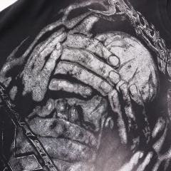 No Evil kull With Covered Eyes Print Washed T-Shirt Tee 28979130