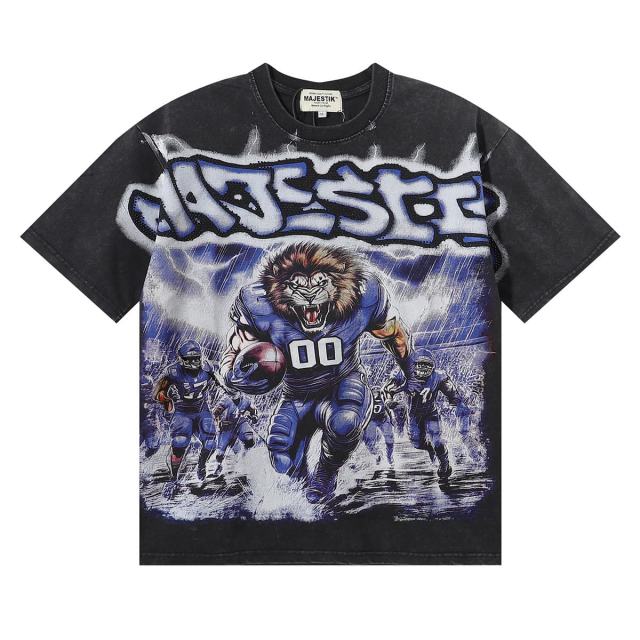 Lion Player Print Washed Tee 28874481