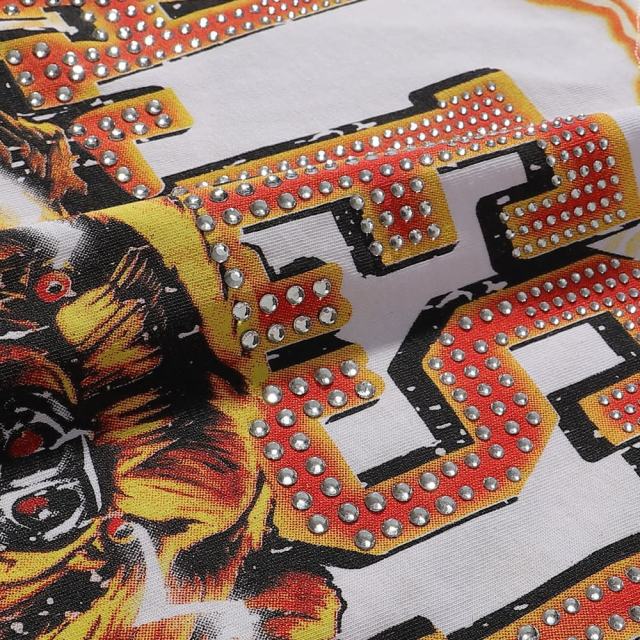 Roaring Brown Bear Hotfix Rhinestone Print Washed Tee 28874480