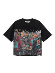 CD Skull Rhinestone Print Washed Tee 28874565