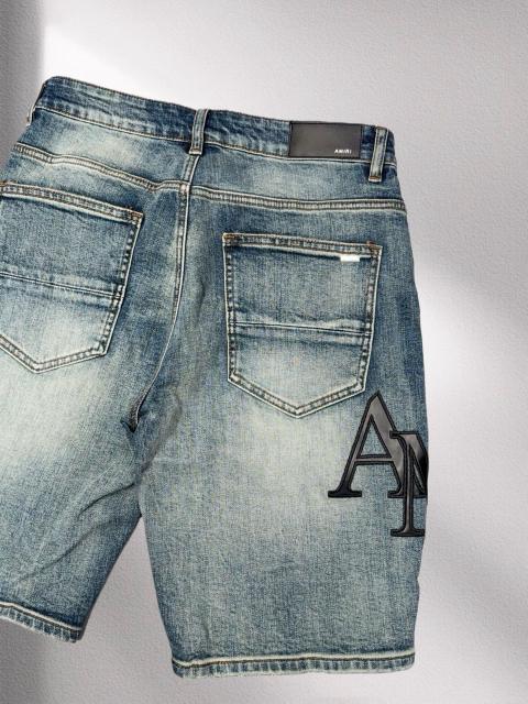 1:1 quality version Hollywood 3D Letter Embroidered Denim Shorts
