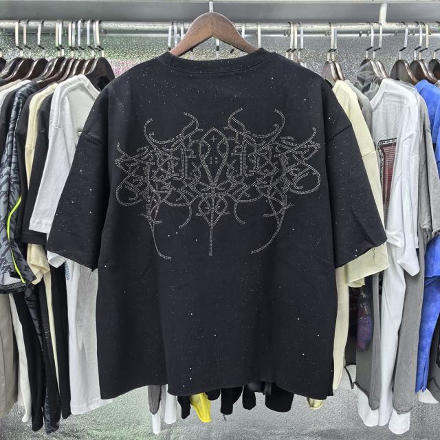 Punk Skull Splash Ink Rhinestone Print Tee 2 colors 28874561