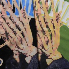 Skeleton Hand Cross Jewelry Splash Ink Print Tee 2 colors 28874562