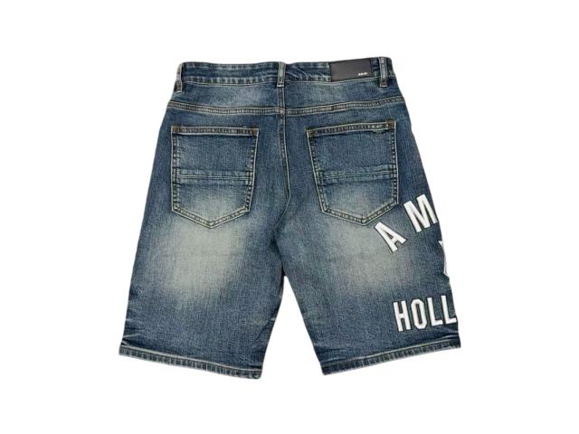 1:1 quality version Hollywood 3D Letter Embroidered Denim Shorts 28972417