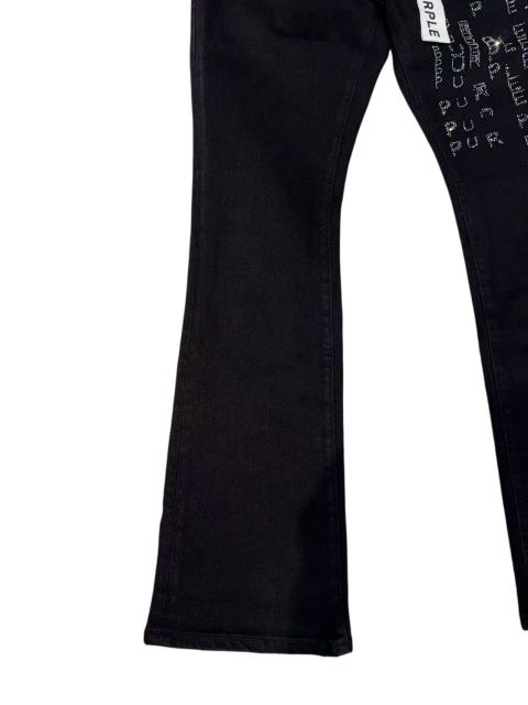 1:1 quality version Black Rhinestone Letter Flare Jeans 28997722
