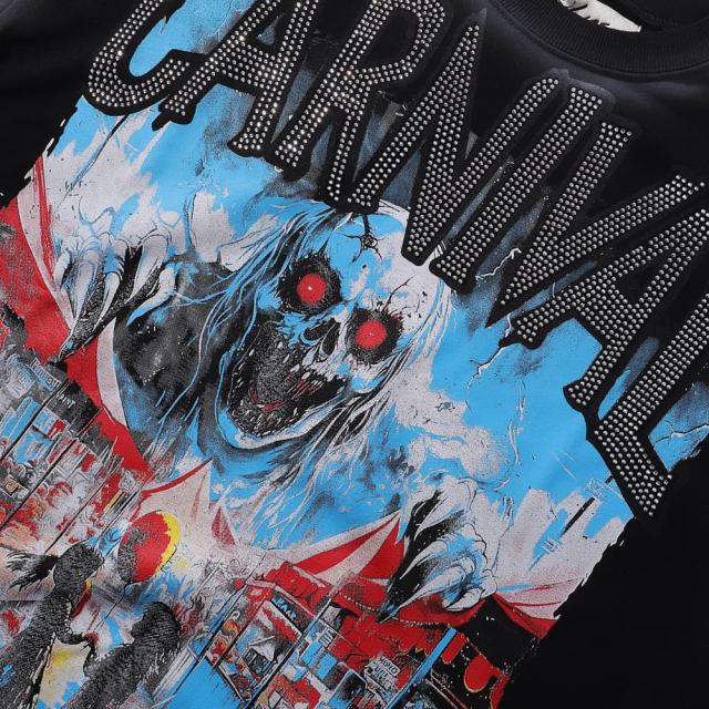 Carnival Skull Rhinestone Print Washed Tee 28874569