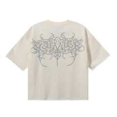 Punk Skull Splash Ink Rhinestone Print Tee 2 colors 28874561