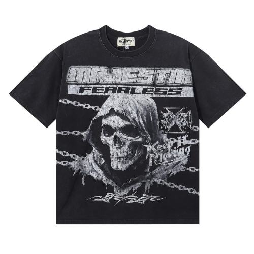 Grim Reaper Skull Chain Print Washed Tee 28874486