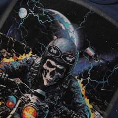 Skull Motorcyclist Splash Ink Rhinestone Print Washed Tee 28874568