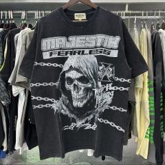 Grim Reaper Skull Chain Print Washed Tee 28874486