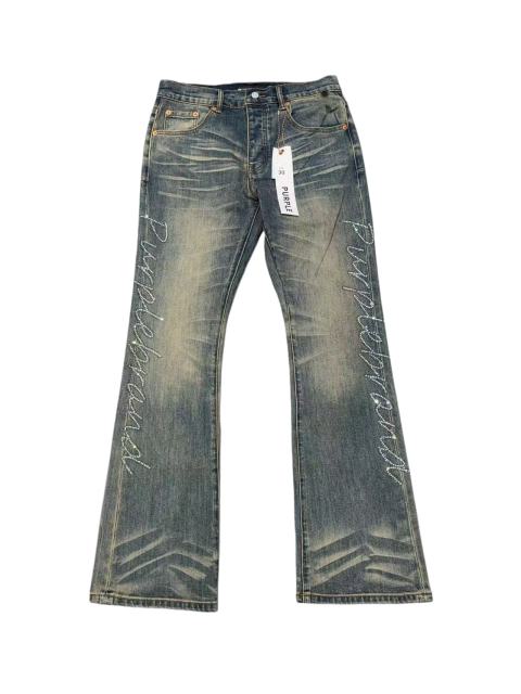 1:1 quality version Yellow Mud Wash Rhinestone Script Slightly Flared Jeans 28972586