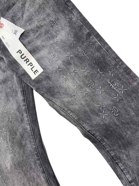 1:1 quality version Ash Gray Cross Pattern Embroidered Slightly Flared Jeans 28972587