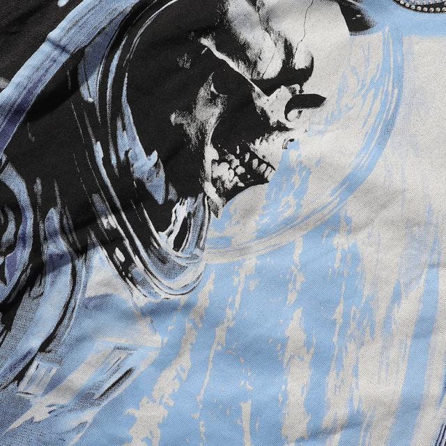 Astronaut Skull Hotfix Rhinestone Print Washed Tee 28874489
