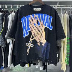 Skeleton Hand Cross Jewelry Splash Ink Print Tee 2 colors 28874562