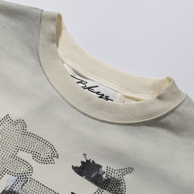 Street Art Rhinestone Print Washed Tee 28874567