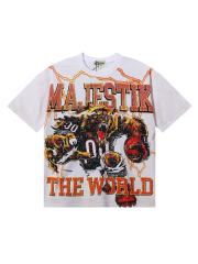Roaring Brown Bear Hotfix Rhinestone Print Washed Tee 28874480