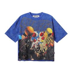Balloon Clown Splash Ink Rhinestone Print Washed Tee 3 colors 28874571