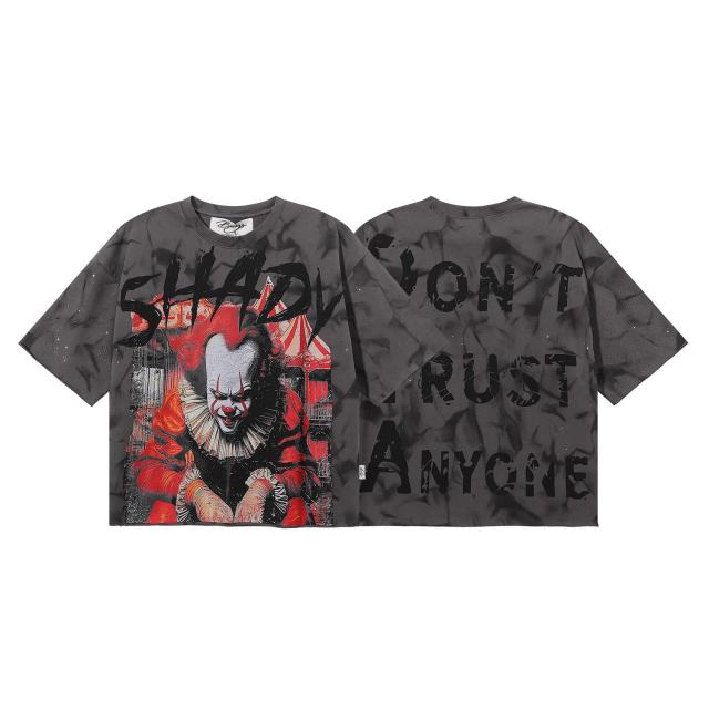 Circus Clown Splash Ink Print Washed Tee 28874570