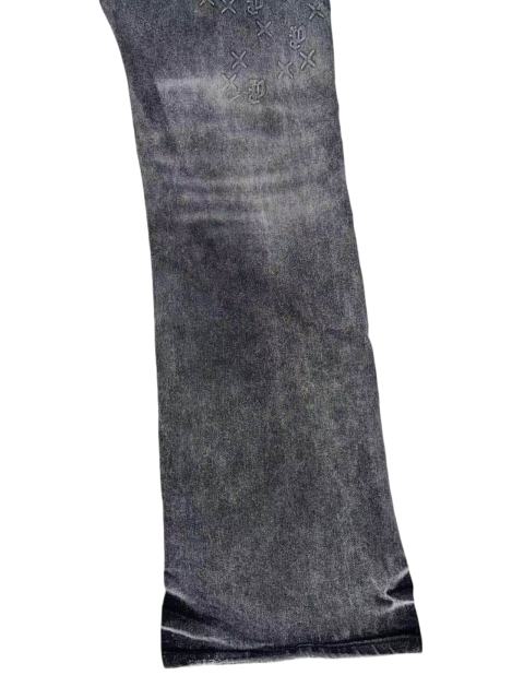 1:1 quality version Ash Gray Cross Pattern Embroidered Slightly Flared Jeans 28972587