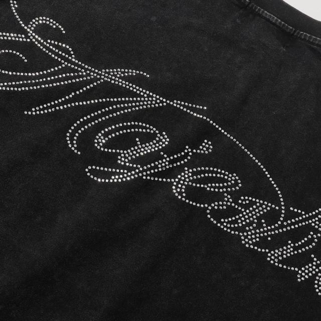 Bully Dog Skull Hotfix Rhinestone Print Washed Tee 28874476