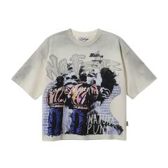 Street Art Rhinestone Print Washed Tee 28874567