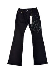 1:1 quality version Black Rhinestone Letter Flare Jeans 28997722