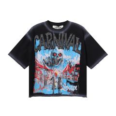 Carnival Skull Rhinestone Print Washed Tee 28874569