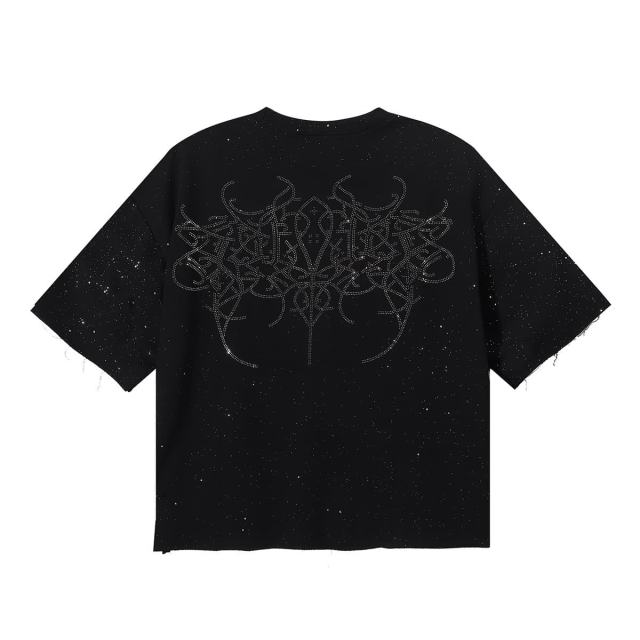Punk Skull Splash Ink Rhinestone Print Tee 2 colors 28874561