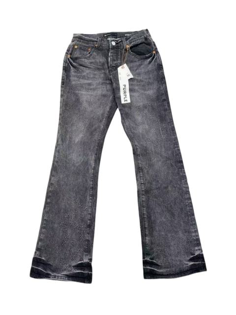 1:1 quality version Ash Gray Cross Pattern Embroidered Slightly Flared Jeans 28972587