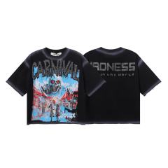 Carnival Skull Rhinestone Print Washed Tee 28874569