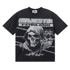 Grim Reaper Skull Chain Print Washed Tee 28874486