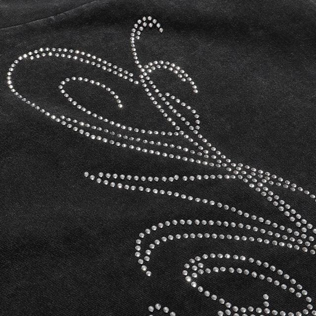 Bully Dog Skull Hotfix Rhinestone Print Washed Tee 28874476