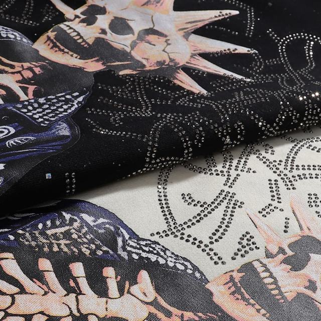 Punk Skull Splash Ink Rhinestone Print Tee 2 colors 28874561