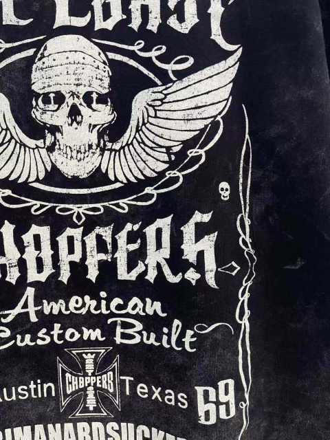 West Coast Choppers Skull Print Washed Distressed Tee