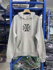 West Coast Choppers Washed Distressed Pullover Hoodie Gray